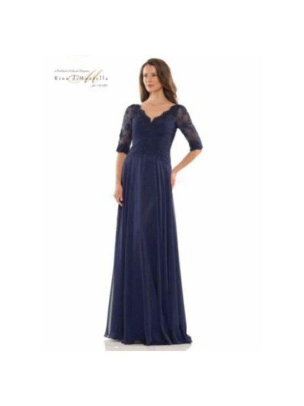 **Rina Di Montella** RD2760 Navy Gown 14 NWT